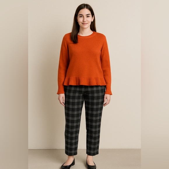 THML | Orange Wool Blend Ruffled Hem Sweater Cozy Fall - Picture 1 of 6